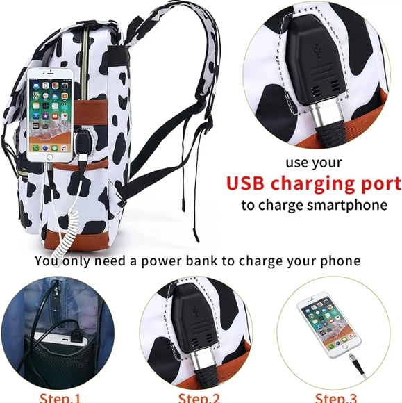 YGR school business travel backpack  cow print new - Picture 14 of 15